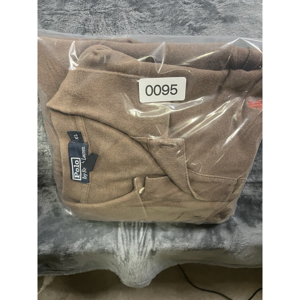 Polo Ralph Lauren Men's XL Brown Solid Long Sleeve Polo Collared Cotton Logo - Picture 15 of 15